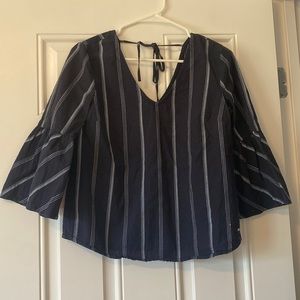 Tommy Hilfiger striped linen open-back, V-neck blouse